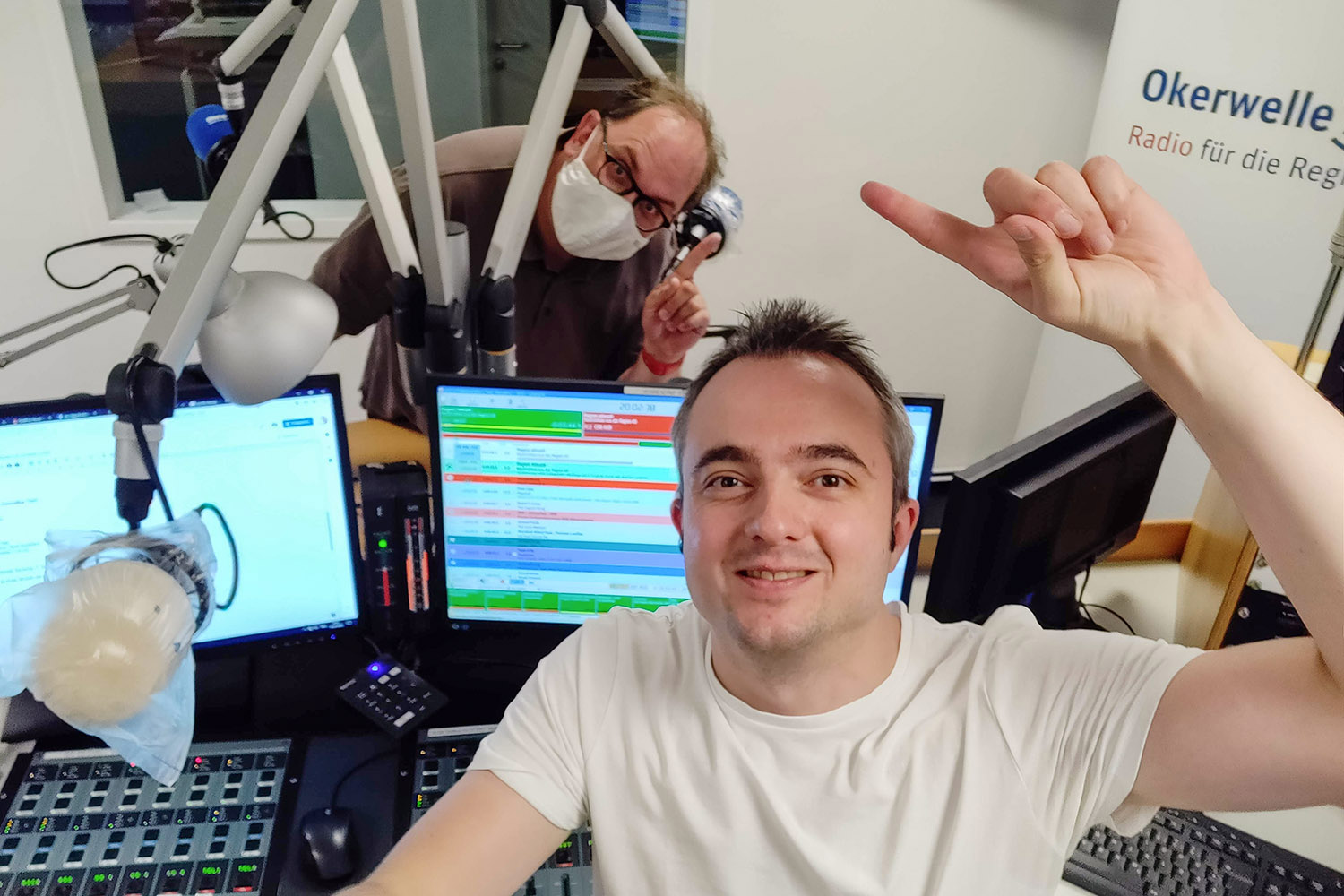 Markus Hörster und Christian Cordes im Studio von Radio Okerwelle in Braunschweig nach Logbuch Digitalien Episode 42